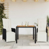 3dílný zahradní bistro set s poduškami černý polyratan Černý 3277127