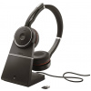 Jabra Evolve 75 Second Edition - UC Headset otevřená (On Ear) bezdrátová, Bluetooth®, kabelová stereo černá Redukce šumu mikrofonu, Potlačení hluku headset,