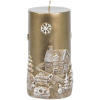 Sviečka MagicHome Vianoce, 7x12,5 cm, zlatá, s 3D krajinkou