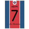 Superfutbal Maketa dresu PSG, modrá / bordová Rozmer: A3, Meno a číslo: Mbappe 7