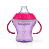 BabyOno netečúci hrnček s mäkkým náustkom 180ml - ružová
