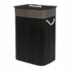 KOŠ NA BIELIZEŇ BAMBUSOVÝ PLETENÝ ČIERNY 80L DO KÚPEĽNE 42 X 32 X 60 CM