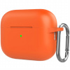 AppleKing silikónový ochranný obal s karabínou pre AirPods Pro 2 (2022) s konektorom Lightning - oranžový - možnosť vrátiť tovar ZADARMO do 30tich dní