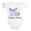 Body krátký rukáv s vtipným textem Baby Nellys, Psst! Dobíjím baterie, kluk - 74 (6-9m)