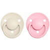 BIBS De Lux dudlíky z přírodního kaučuku 2ks - 0-6m ivory/baby pink (182014)