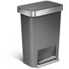 Pedálový odpadkový kôš Simplehuman - 45 l, vrecko na sáčky, obdĺžnikový, šedý plast / nerez (CW1386CB)