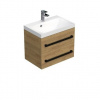 Swiss aqua technologies Koupelnová skříňka s černou úchytkou a umyvadlem SAT Cube Way 60x53x40 cm dub Hickory mat CUBE2C60ZDH