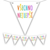 Vlaječková girlanda Všechno nejlepší - Dúhová 150 x 17cm