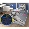 DETEXPOL Svietiace obliečky pes Husky Bavlna, 140/200, 70/80 cm