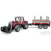 Bruder 02046 (2046) Set traktor nakladač Massey Ferguson 7480 + přepravník s kládami