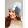 Kesi Dámska čiapka farebná z viskózy s ozdobným gombíkom biela + námornícka modrá