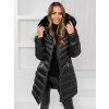 Dámsky zimný dlhý prešívaný kabát s kapucňou čierny Bolf 5M3162A2