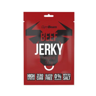 Sušené maso Beef Jerky - GymBeam Příchuť: originál, Balení (g): 50 g