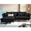 Rohová sedacia súprava Glam, čierna látka, ľavý roh