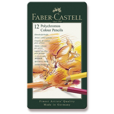 Faber-Castell 110012 Farebné ceruzky Polychromos plechová krabička, 12 farieb