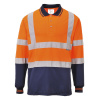 PORTWEST HI-VIS S279 / Funkčná reflexná polokošeľa, dl. rukáv - HV oranžová/námorná modrá 4XL