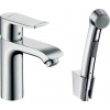 Hansgrohe Metris New, umývadlová batéria s ručnou sprchou Bidette, s výpusťou, chrómová, HAN-31285000