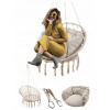 Záhradná hojdačka - Bociar hniezdo s vankúšmi visiacimi kreslom biely (Bociar hniezdo s vankúšmi visiacimi kreslom biely)