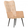 vidaXL Kreslo wingback krémové plátno - Krémová - 51977-7075