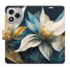 Flip pouzdro iSaprio na mobil Honor 400 Lite - Gold Flowers s kapsičkami na karty (Knížkové flipové pouzdro iSaprio pro mobil Honor 400 Lite - Gold Flowers - elegantní obal s kapsami, stojánkem a magn