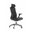 Kancelárska ergonomická stolička WISDOM s podhlavníkom - sieť, čierny plast, nosnosť 120 kg, viac farieb tmavo šedá