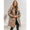 Dámsky zimný dlhý prešívaný kabát s kapucňou camelový Bolf 5M3189A