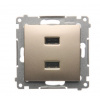 Kontakt Simon 2xUSB-A zásuvková nabíjačka Simon54 PREMIUM/NATURE SS 2,1A zlatá DC2USB.01/44