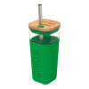 Quokka Sklenený cestovný hrnček so slamkou Liquid Cube Green 540 ml