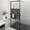 Zástěna do průchozí sprchy s policí černá 80x195 cm ESG/hliník Černý 3185452