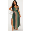 Zelené šifónové maxi šaty so šnurovacím chrbtom a vodovým výstrihom #Veľkosť L Farba Zelená