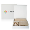 LOBEY® Spací set - hodvábna obliečka na vankúš, škraboška na spanie a gumička (béžový)