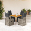 5dílný zahradní bistro set s poduškami šedý polyratan Šedá 3277158