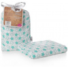 XKKO BMB Bambusová zavinovačka 120 × 120 - Little Stars Turquoise + klipy na kočárek