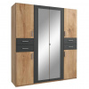 MID.YOU SKRIŇA SO ZRKADLOM, grafitová, farba duba, 180/208/58 cm - Skrine - 001787072504