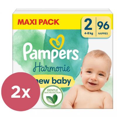 PAMPERS 2x PAMPERS Plienky jednorázové Harmonie veľ. 2 (96 ks) 4-8 kg