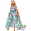 Mattel Barbie Extra Fancy bábika v modrých kvetinových šatách (HHN14)