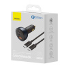 Baseus Baseus Car Charger Fast charger U+C+C, PD 3.0, QC 5.0, PPS, (with C+C cable 100W (20V/1.5A) 1m) 160W, Black (TZCCZM-0G)