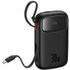 Powerbank Baseus QPow 2 10000mAh 30W s 2 zabudovanými káblami USB-C - čierna