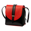 Kožená moderná malá dámska crossbody kabelka čierna / červená