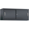 Kancelárska skriňa , posuvné dvere Acurado - nadstavec, 1200 x 400 x 500 mm, čiernosivá