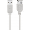 Kábel USB 2.0 A-A M/F 3m, High Speed, predlžovací, sivý