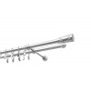 Dvojitá kovová garniža Matný chróm 400 cm - koncovka Genua