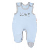 Dojčenské bavlnené dupačky Love - modré, veľ. 62