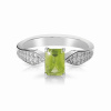 Zlatý dámsky prsteň DF 3456 z bieleho zlata, peridot s diamantmi 61