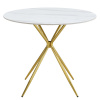 Tempo Kondela Jedálenský stôl, biely mramor/gold chróm zlatá, priemer 90 cm, MEKNER