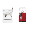 Ascaso Steel DUO PID PLUS, White&Wood + Eureka Mignon Specialita, CR ferrari red