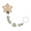 Klip na cumlík Lässig Little Chums 2024 LÄSSIG Soother Holder Wood/Silicone 2024 Little Universe star olive