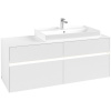 VILLEROY & BOCH Collaro závesná skrinka pod umývadlo na dosku (umývadlo vpravo), 4 zásuvky, s LED osvetlením, 1400 x 500 x 548 mm, White Matt, C090B0MS