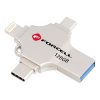 FORCELL F-DATA USB kľúč Metal Quad 128GB USB 3.2 Gen 1 (USB A / Type-C / Lightning / Micro USB) strieborný