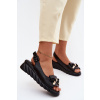 Dámske kožené sandále na platforme s ozdobou Artiker 58C0055 Black 39